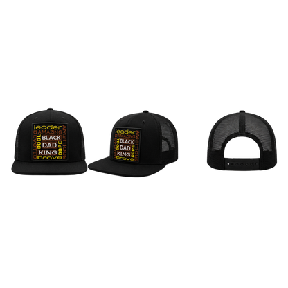 👑 Black Dad King Patched Trucker-Snapback Hat - Black