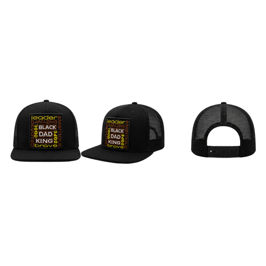 👑 Black Dad King Patched Trucker-Snapback Hat - Black
