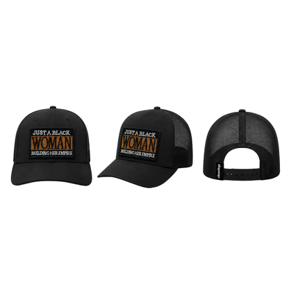 Just A Black Woman Building Her Empire - Boss Babe Canvas Trucker Hat - Black