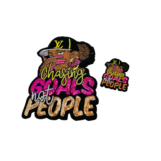 Chasing Goals Not People Lady Sequin Patches - Pink