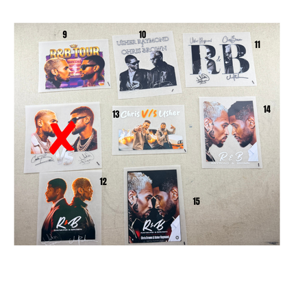 Chris Brown & Usher Small DTF Transfers - Sizes 3.5*3.5 (Hat Size)