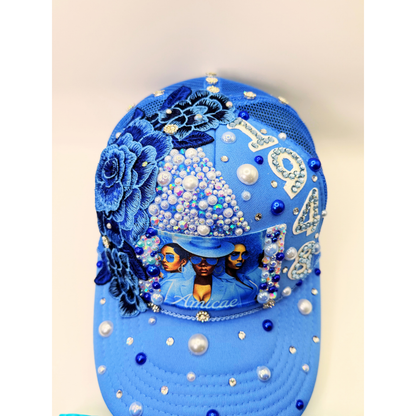 Design Your Custom Zeta Amicae Inspired Sorority Trucker Junk Hat | Rhinestones, Patches & Pearls | Greek Life Fashion Cap