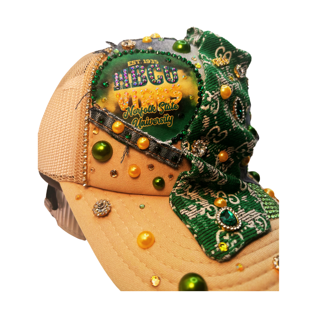 Design Your Custom College / HBCU Junk Trucker Hat | Rhinestones • Patches • Pearls • Charms