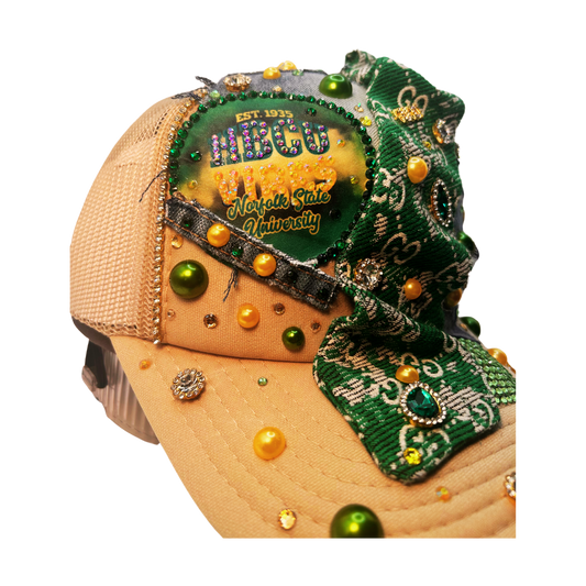 Design Your Custom College / HBCU Junk Trucker Hat | Rhinestones • Patches • Pearls • Charms