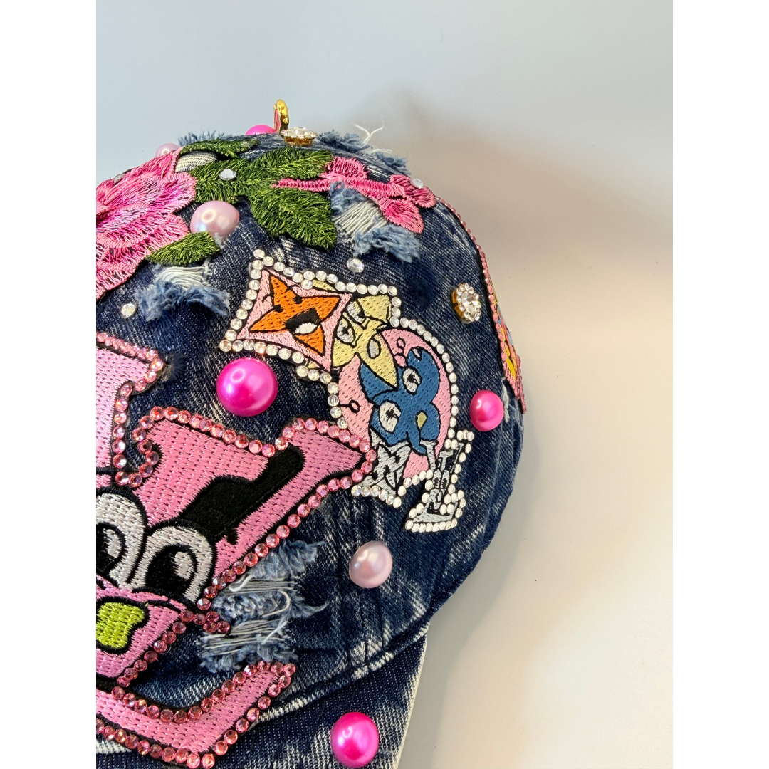 Create Your Own Junk Trucker Hat - Faraja’ Styls Custom Luxe Trucker Hat – Bling, Patches, Rhinestones & Personalized Junk Hat Design