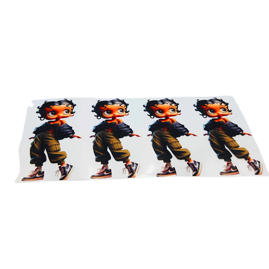 Hip Hop Betty 2 UV DTF - Small (1- 1 person image)
