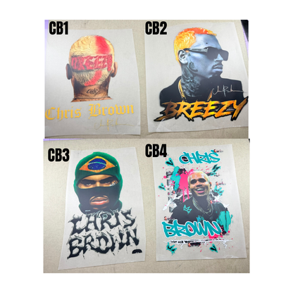 Chris Brown DTF Transfers - Sizes 10*10