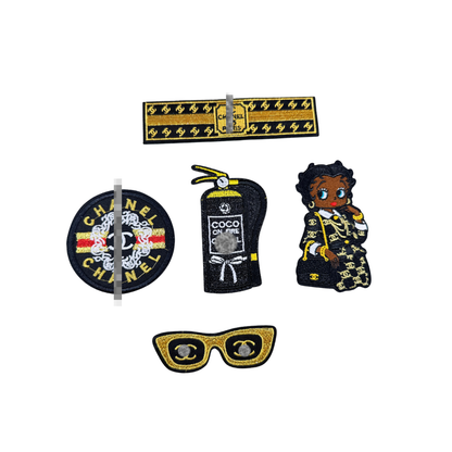 Chan** Designer Inspired Black, Gold, Silver Patch Collection