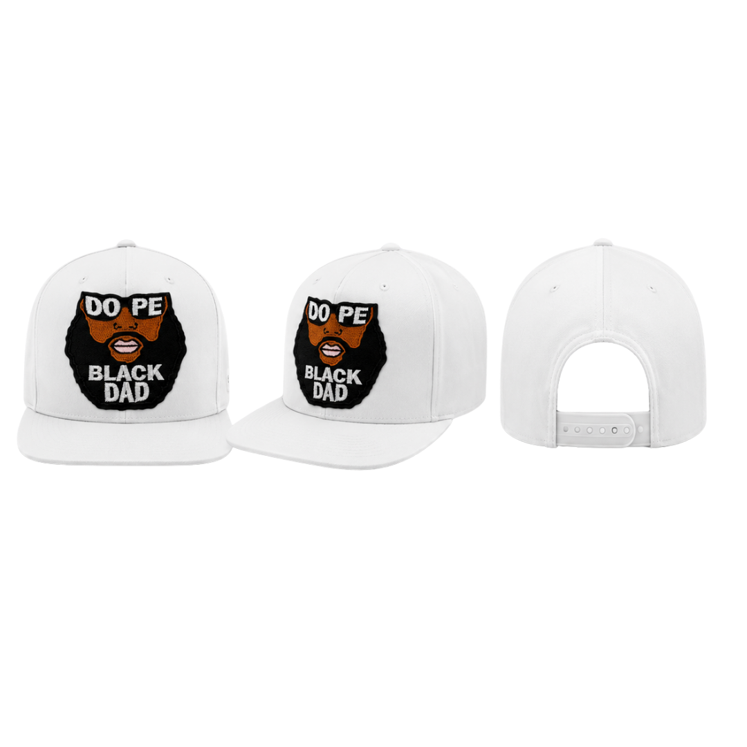 Dope Black Dad Patched Trucker - Snapback Hat - White