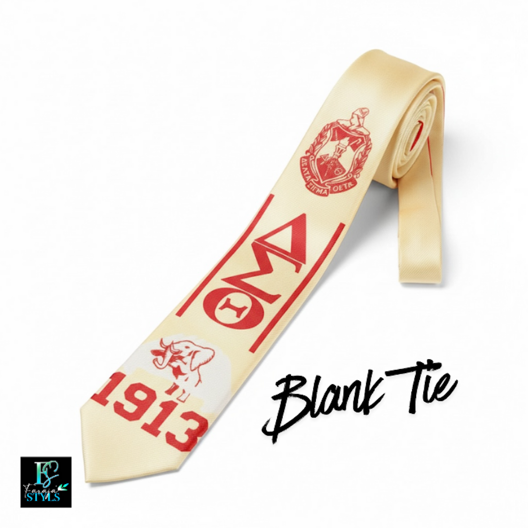 Delta Sigma Theta Premade Junk Tie – Red & White Greek Statement Tie with Bling & Denim