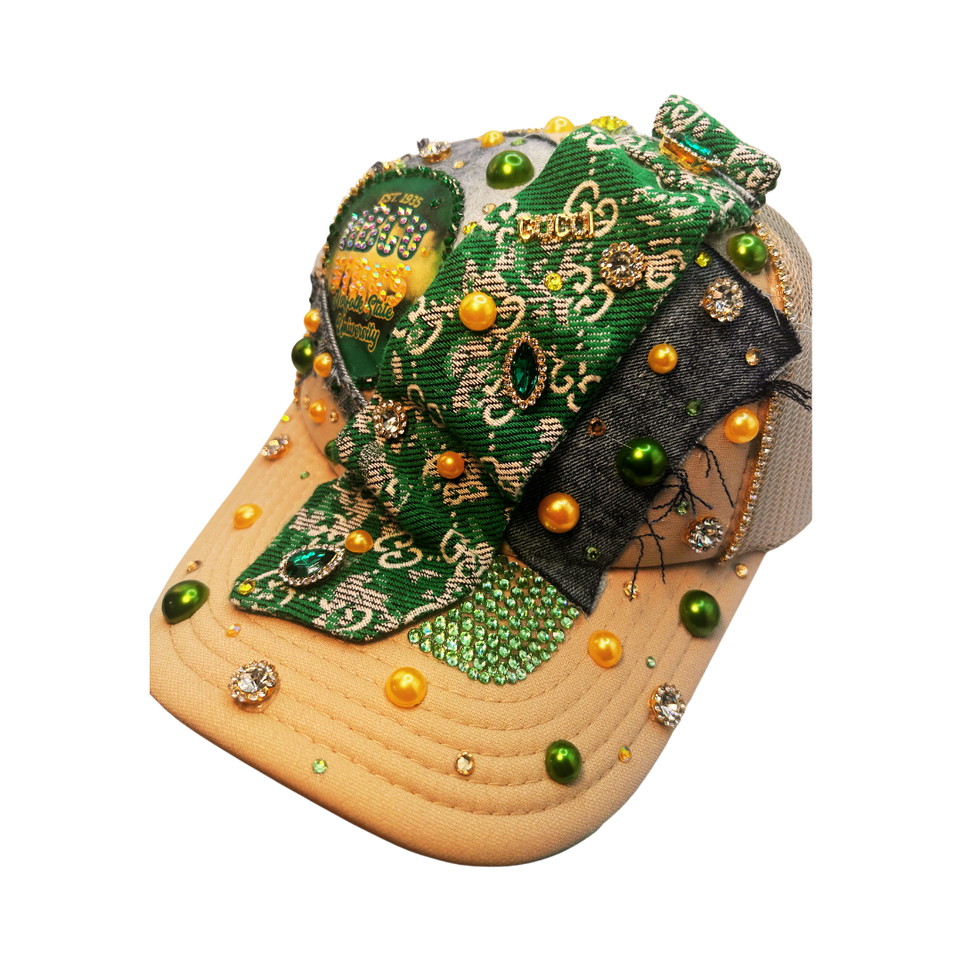 Design Your Custom College / HBCU Junk Trucker Hat | Rhinestones • Patches • Pearls • Charms