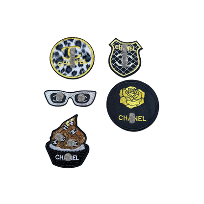 Chan** Designer Inspired Black, Gold, Silver Patch Collection