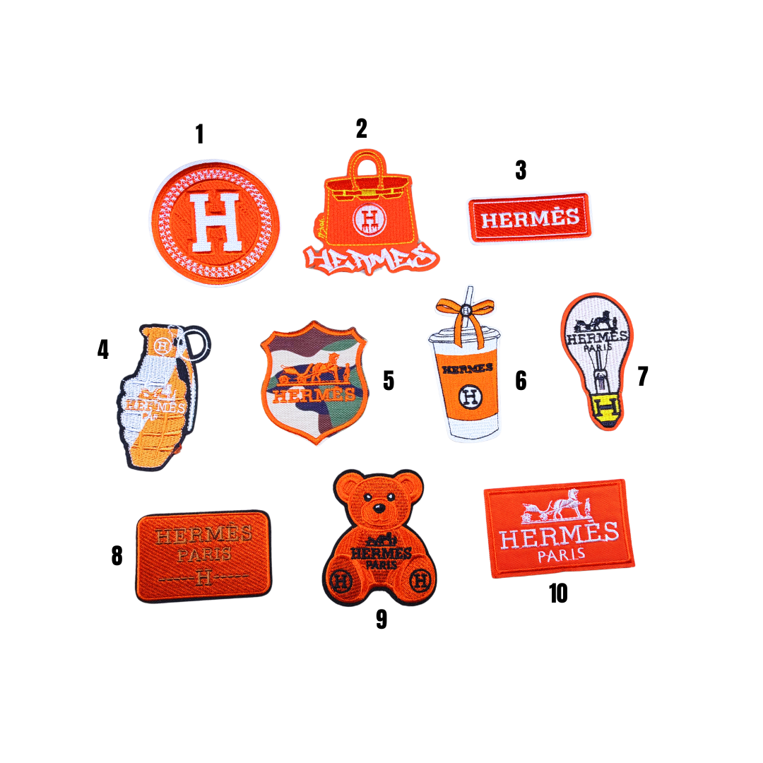 Herm** Designer Inspired Orange Small Patches - 2