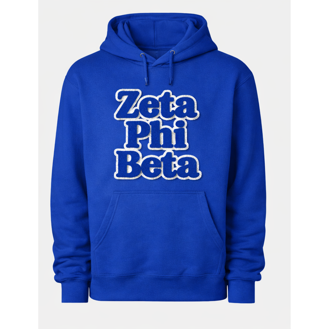 Zeta Phi Beta Chenille Patch Kangaroo Hoodie – Greek Pullover Hoodie
