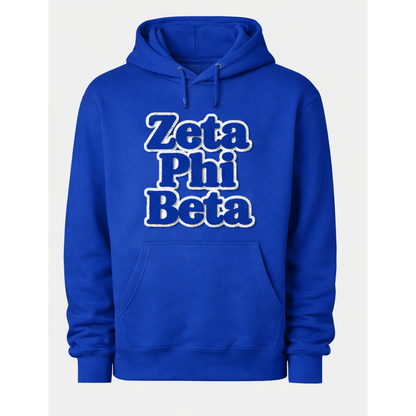 Zeta Phi Beta Chenille Patch Kangaroo Hoodie – Greek Pullover Hoodie