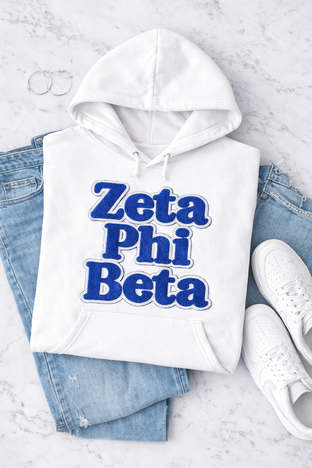 Zeta Phi Beta Chenille Patch Kangaroo Hoodie – Greek Pullover Hoodie