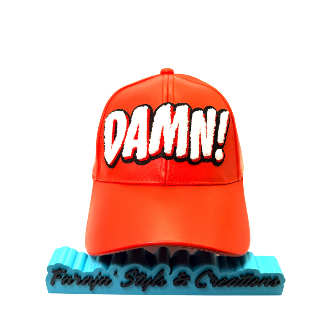 Damn Leather Snap Back Patched Hat - Premade