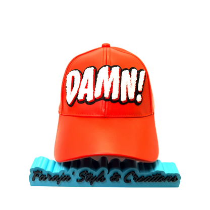 Damn Leather Snap Back Patched Hat - Premade