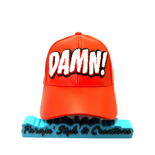 Damn Leather Snap Back Patched Hat - Premade