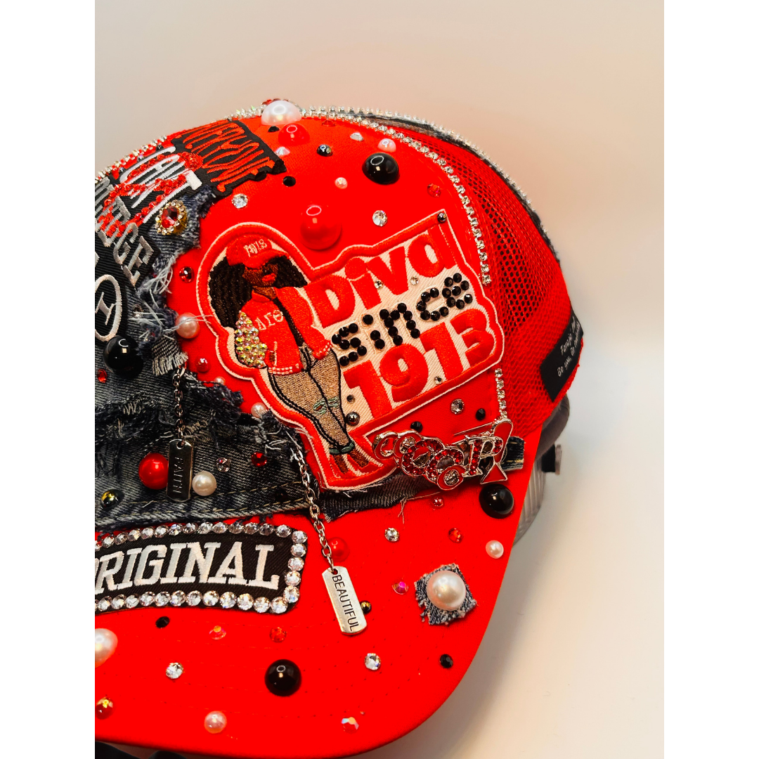 Design Your Custom Delta Sorority Trucker Junk Hat | Rhinestones, Patches & Pearls | Greek Life Fashion Cap