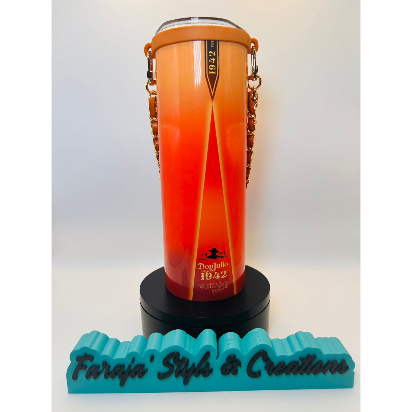 20oz Don Julio–Inspired Luxury Tumbler | Leather Wrap & Metal Handle | Custom Designer Cup