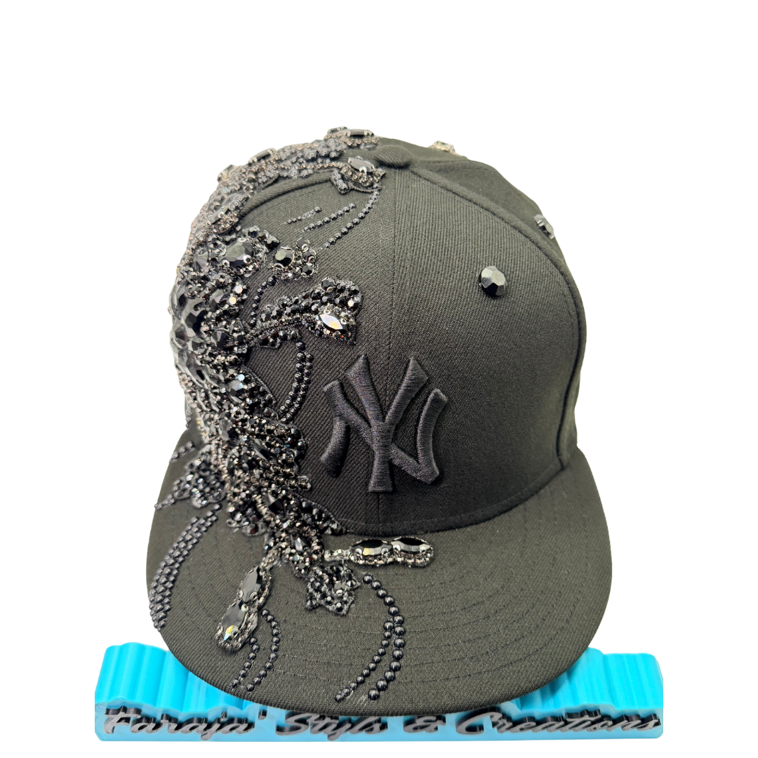 Luxury Rhinestone Pearl Flower City Custom Snapback Hat