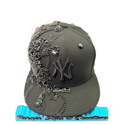 Luxury Rhinestone Pearl Flower City Custom Snapback Hat