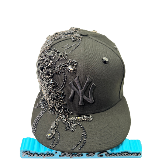 Luxury Rhinestone Pearl Flower City Custom Snapback Hat