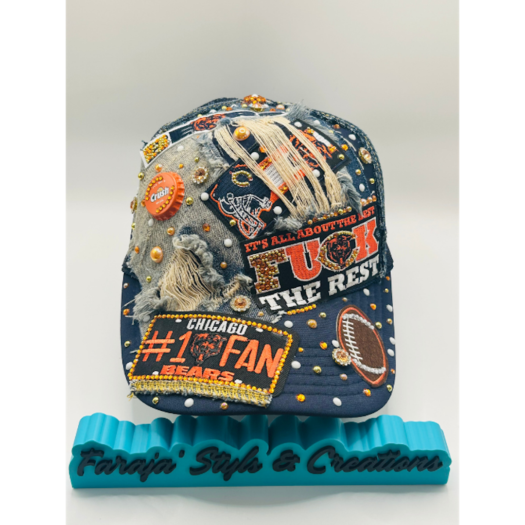 Customize Your Chicago Bears Junk Trucker Hat – Blinged & Patched Game Day Statement Hat