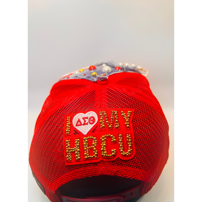 Design Your Custom Delta Sorority Trucker Junk Hat | Rhinestones, Patches & Pearls | Greek Life Fashion Cap