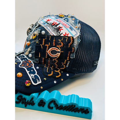 Customize Your Chicago Bears Junk Trucker Hat – Blinged & Patched Game Day Statement Hat
