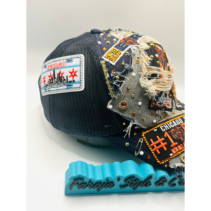 Chicago Bears Premade Junk Trucker Hat – Blinged & Patched Game Day Statement Hat | Ready to Ship
