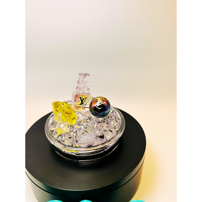 20oz Luxury Rhinestone Tumbler Set | Iced Charmed Topper & Matching Coin Purse | Designer-Inspired