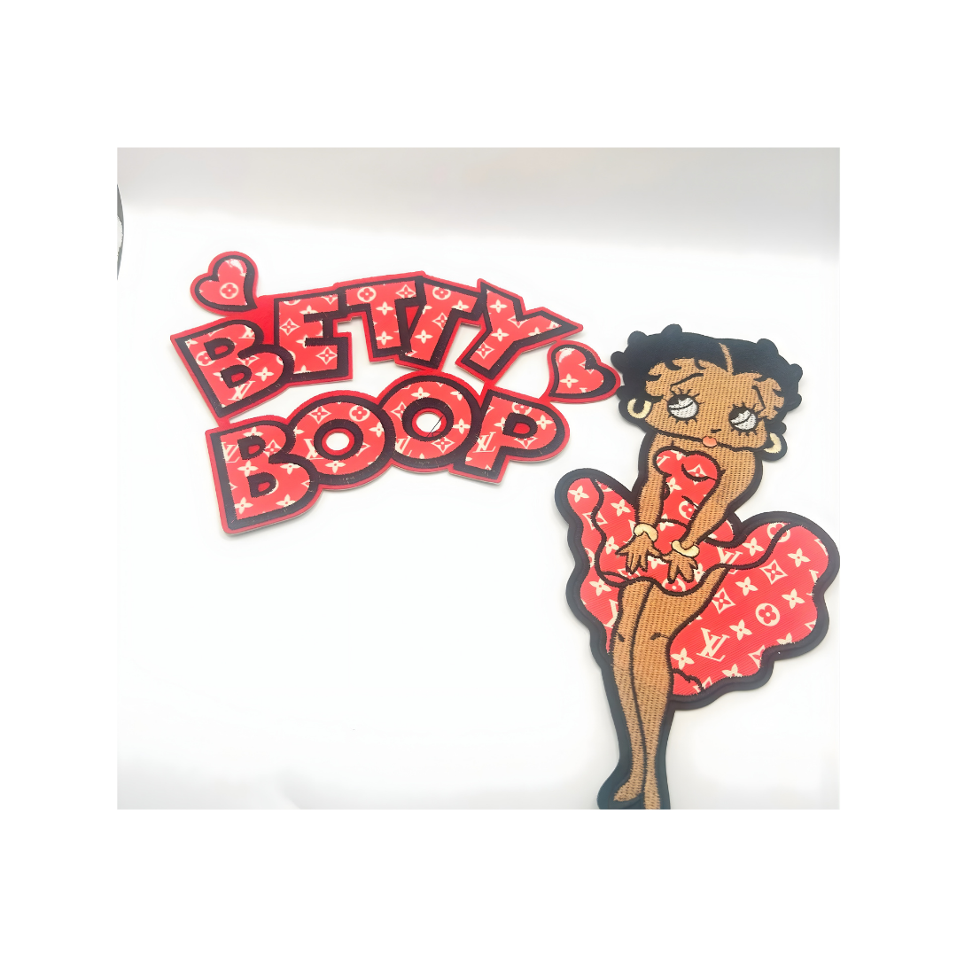 L-V Red/White Betty Leather Patches