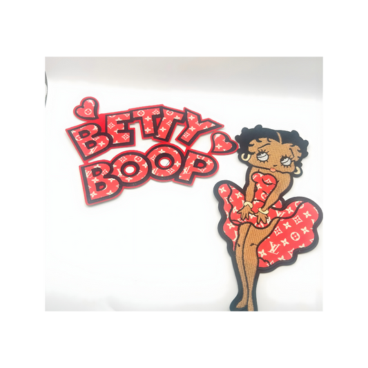 L-V Red/White Betty Leather Patches