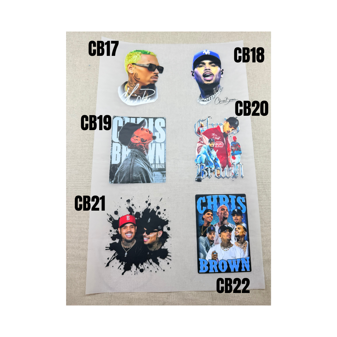 Chris Brown & Usher Small DTF Transfers - Sizes 3.5*3.5 (Hat Size)