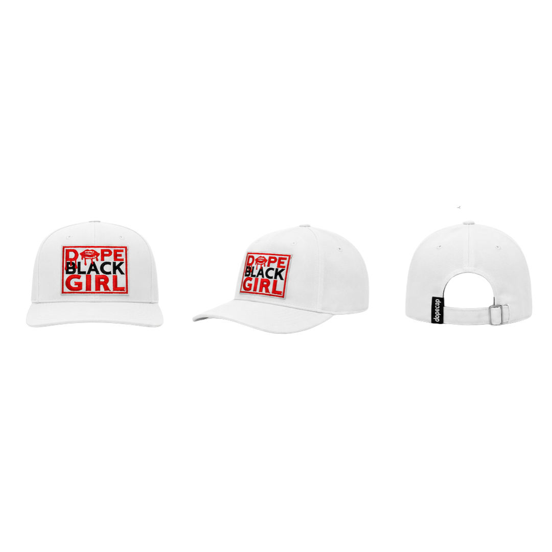 Dope Black Girl Patched Snapback Hat | Melanin Queen Statement Cap - White
