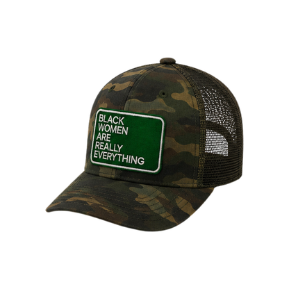 Black Women Are Everything Patched Snapback Hat | Melanin Queen Trucker Cap - Green/Csmo
