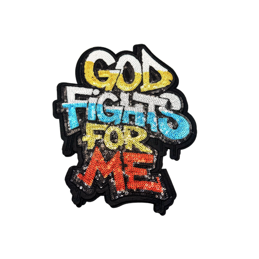 God Fights For Me Sequin Large Patch