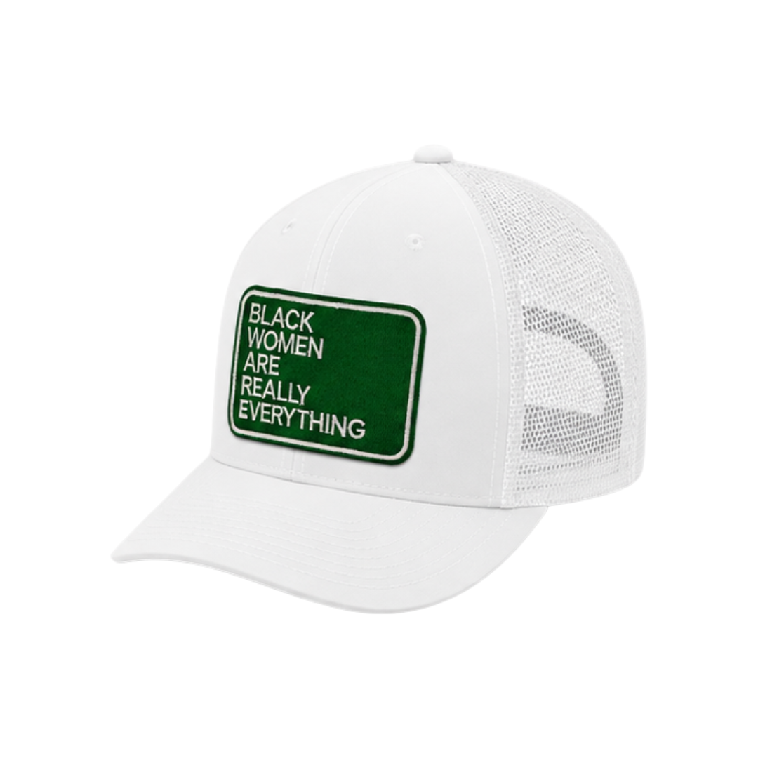 Black Women Are Everything Patched Snapback Hat | Melanin Queen Trucker Cap - Green/ White