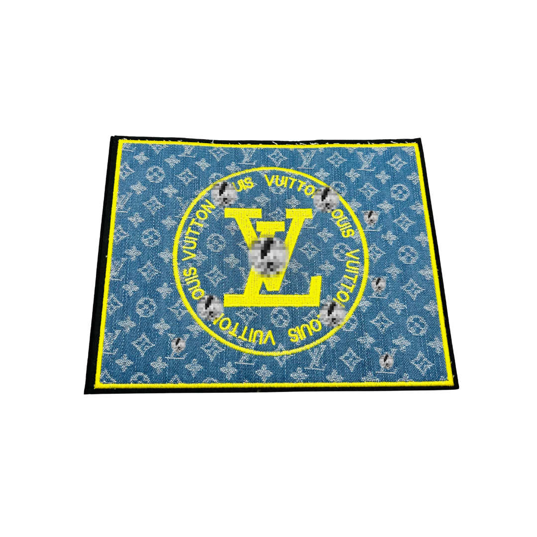 Lui* V Logo Square Large Denim Embroidered Patch