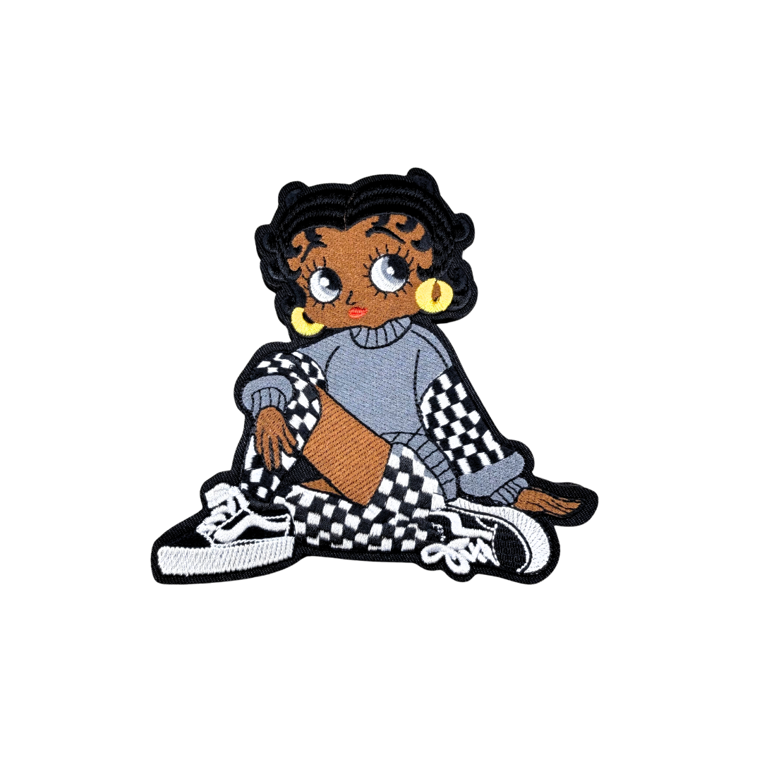 Blk/Wht Checkered Betty Boop Medium Patch