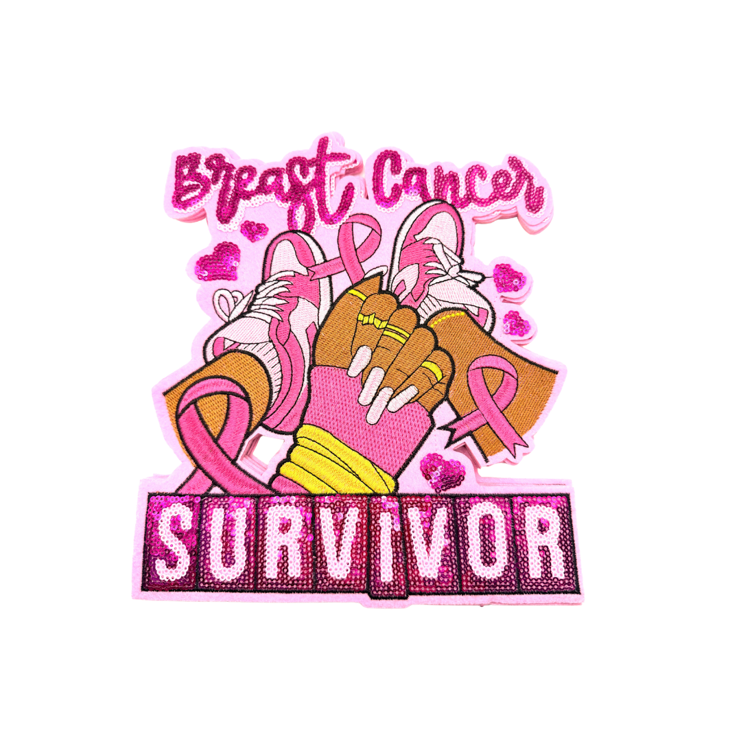 Breast Cancer Survivor & Sneakers Sequin Large Patch