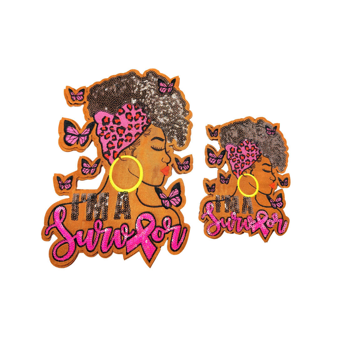 I'm A Survivor Sequin Woman & Butterflies Large Patches