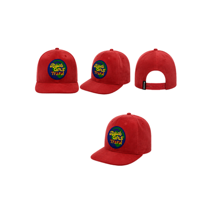 Black Girls Travel Patched Suede Mesh Hat | Melanin Travel Queen Trucker Cap - Red