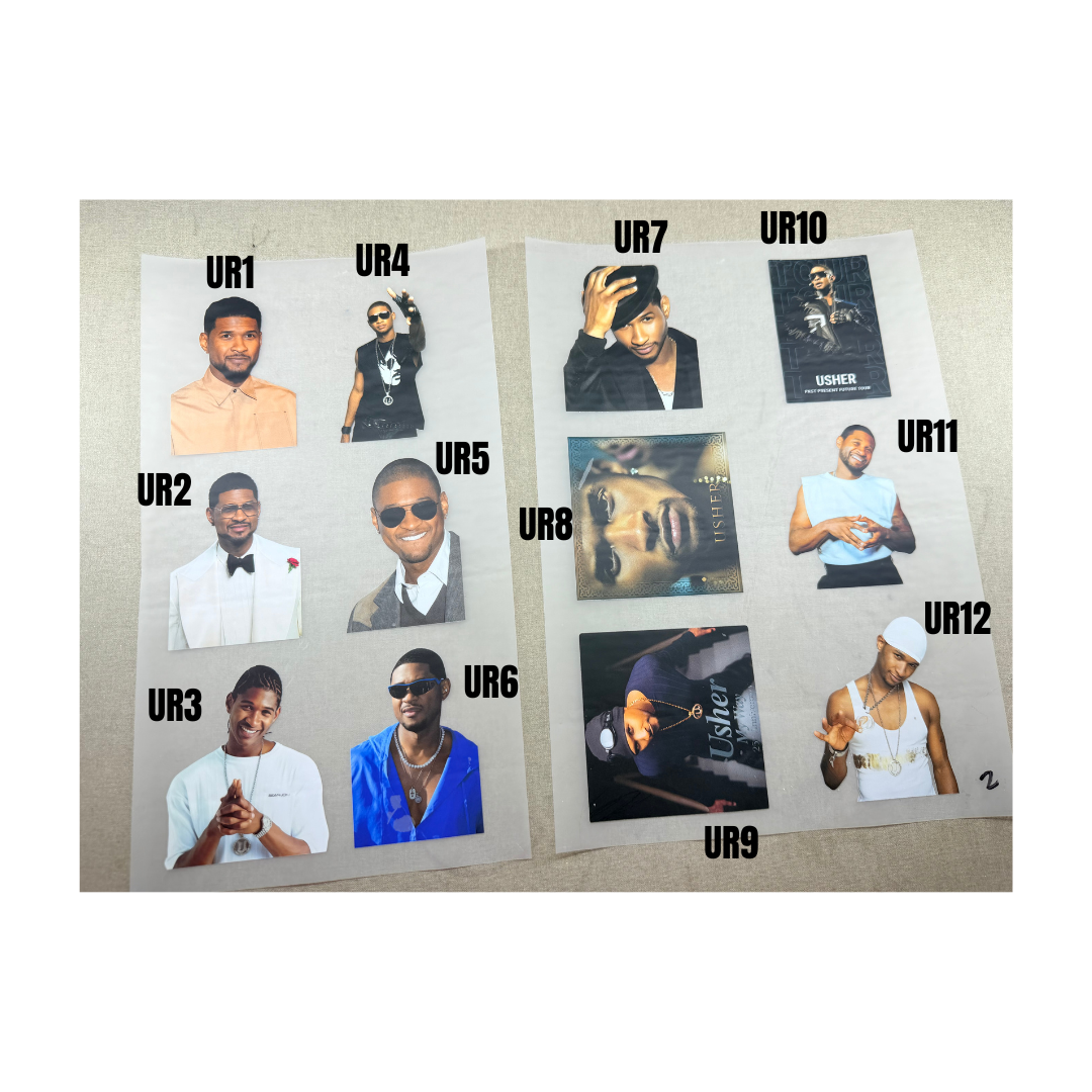 Chris Brown & Usher Small DTF Transfers - Sizes 3.5*3.5 (Hat Size)