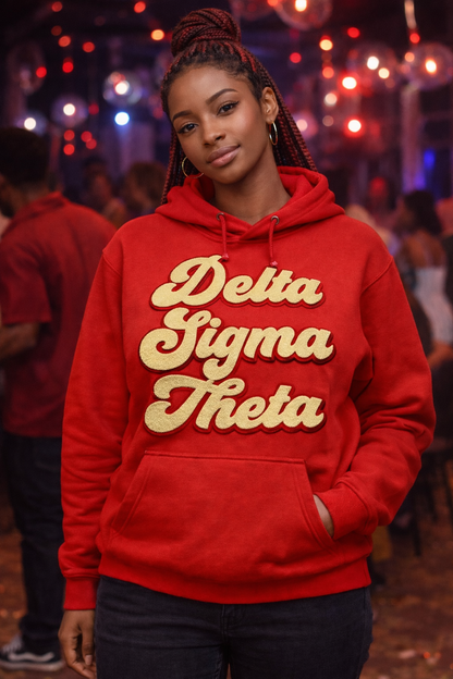 Delta Sigma Theta Chenille Patch Kangaroo Hoodie – Greek Pullover Hoodie