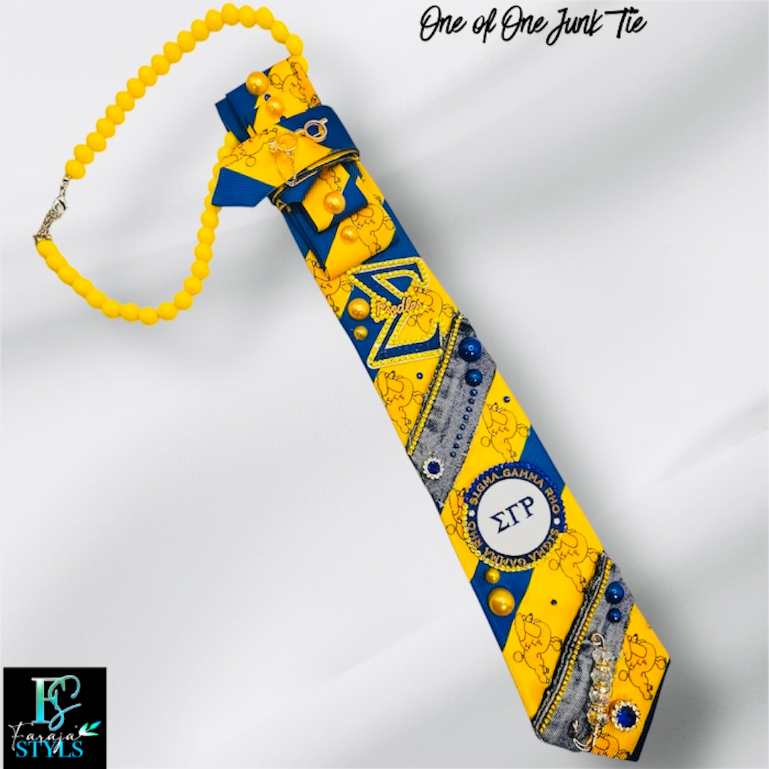 Sigma Gamma Rho Premade Junk Tie – Bling Sorority Statement Tie | Ready to Ship