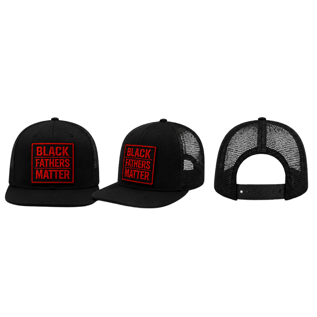 Black Fathers Matter Trucker-Snapback - Red Embroidered