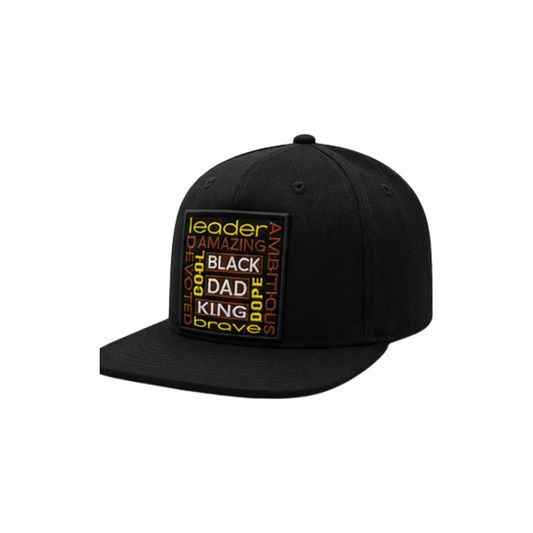 👑 Black Dad King Patched Trucker-Snapback Hat - Black